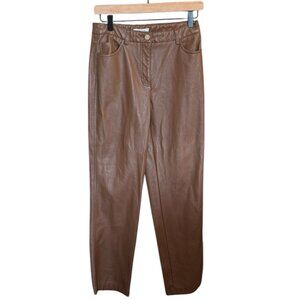 Maison d'Amelie Faux Leather Pants Straight Leg Brown Tan Size 4‎